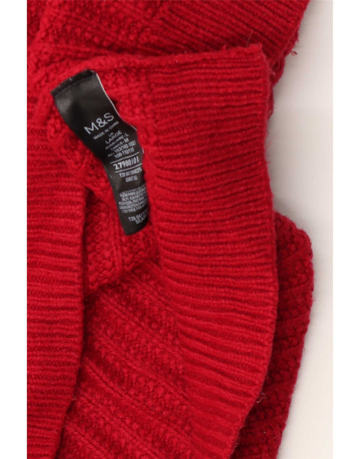 Marks & Spencer Damski sweter oversize z dekoltem w kształcie litery V, UK 16, duży czerwony