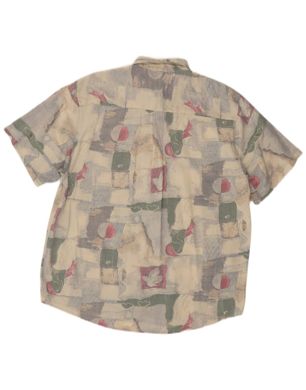Koszula męska z krótkim rękawem VINTAGE Rozmiar 16 1/2 41/42 Duży beżowy patchwork