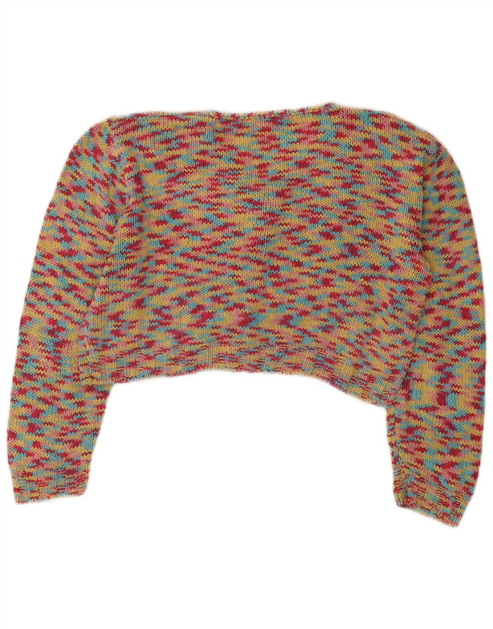 Sweter damski w stylu vintage, krótki kardigan UK 14, średni, wielokolorowy, nakrapiany