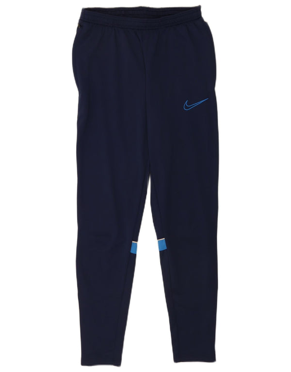Męskie spodnie dresowe Nike Dri Fit, małe, granatowe, z poliestru w blokach kolorów
