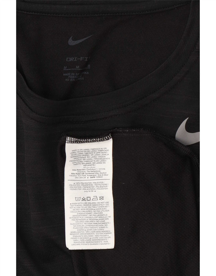 Męski T-shirt Nike Dri Fit Top, średni czarny poliester z cętkami