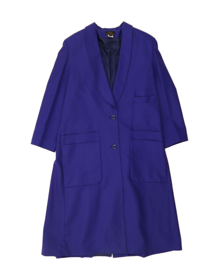 VINTAGE Womens Overcoat UK 10 Small  Blue Wool Vintage Vintage and Second-Hand Vintage from Messina Hembry 