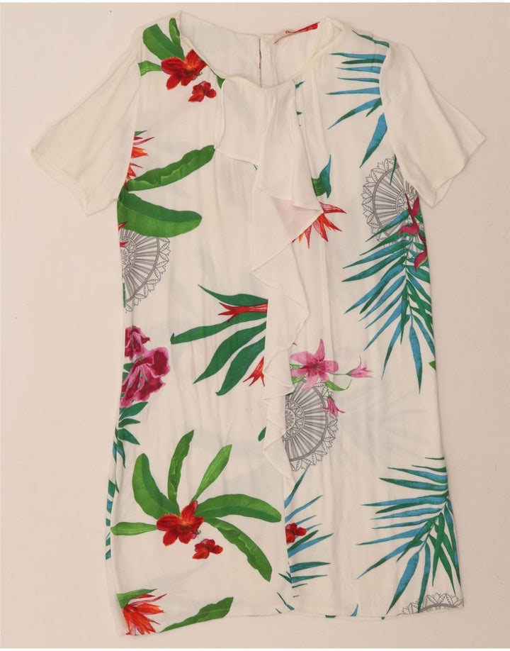 DESIGUAL Womens Shift Dress EU 38 Medium White Floral Viscose Vintage Desigual and Second-Hand Desigual from Messina Hembry 