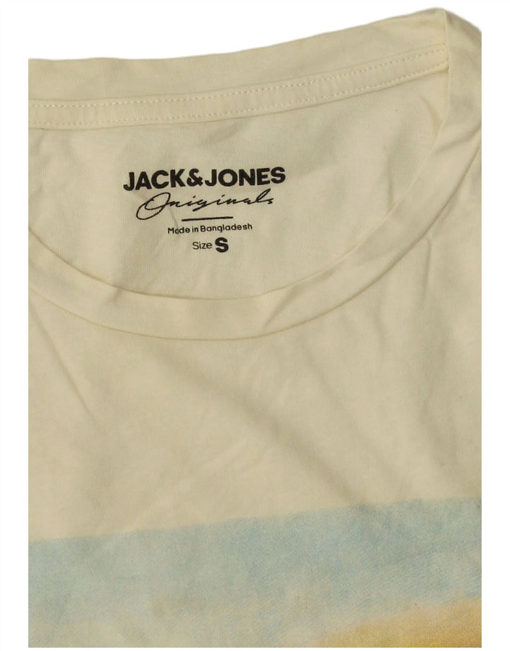 Męski T-shirt z grafiką Jack & Jones, mały, biały, bawełniany