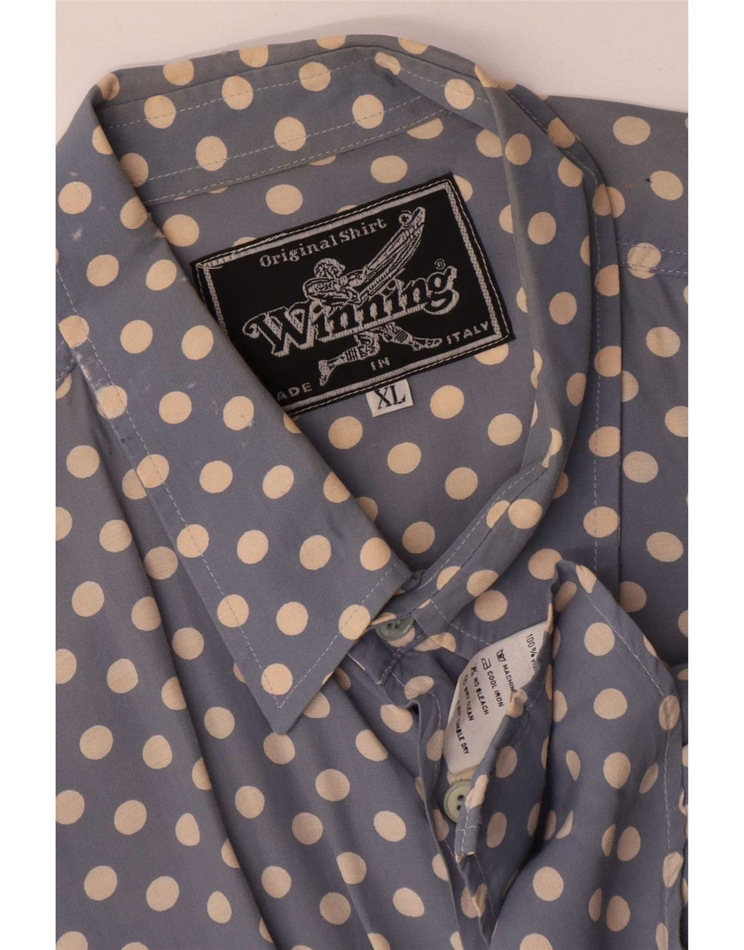 Koszula męska Vintage XL w niebieskie kropki, wiskoza