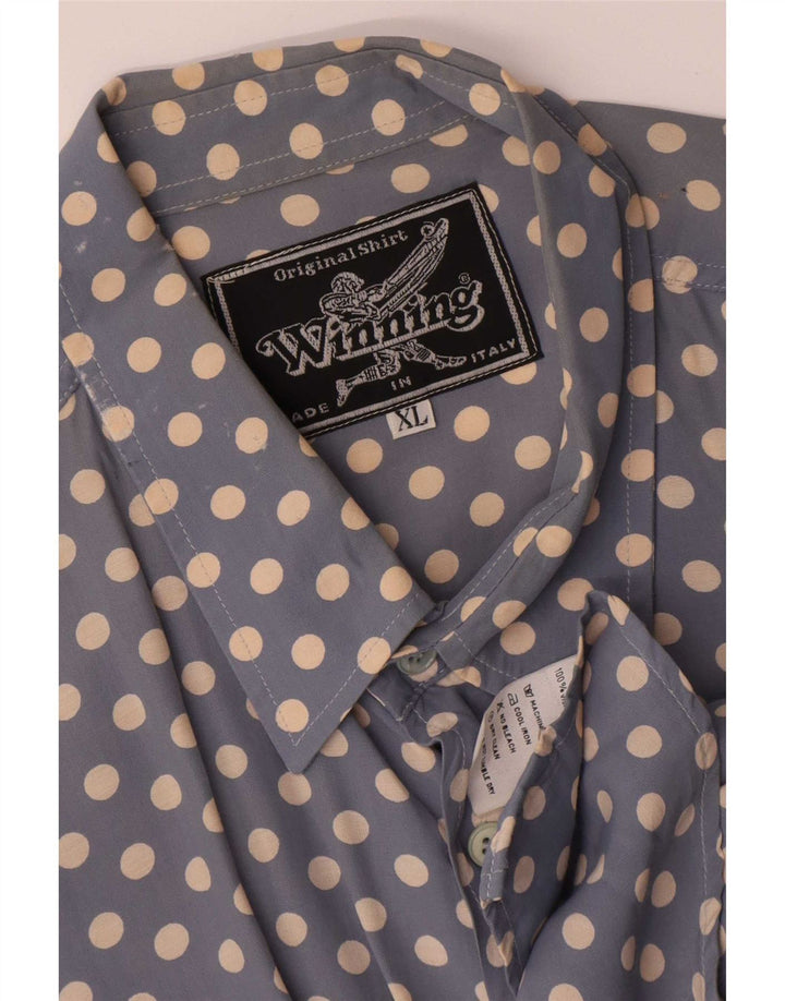 Koszula męska Vintage XL w niebieskie kropki, wiskoza