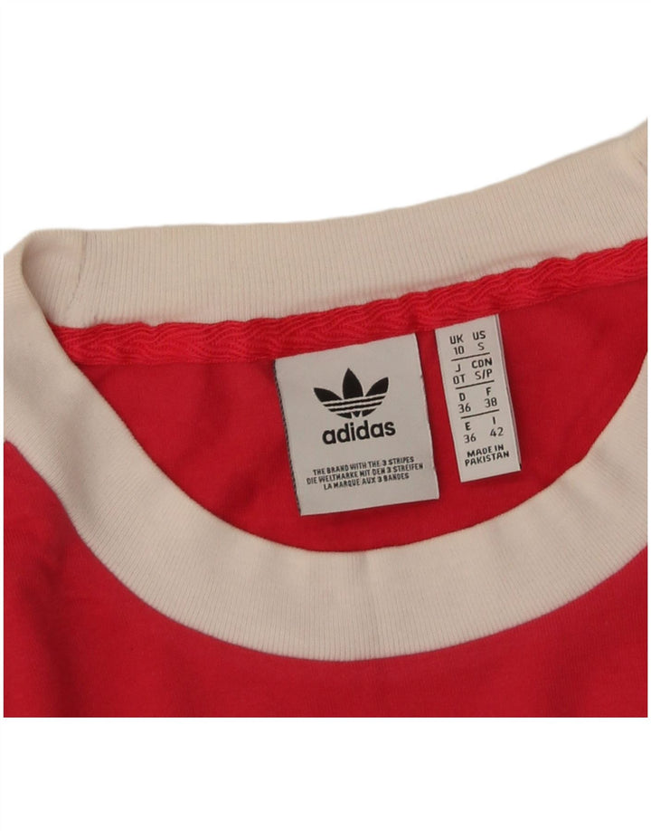 Damska koszulka Adidas z długim rękawem UK 10, mała, czerwona, z blokami kolorów