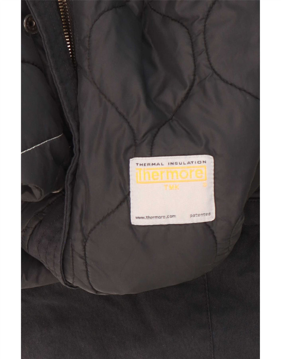 Vintage damska kurtka parka z kapturem UK 14, średni czarny poliamid