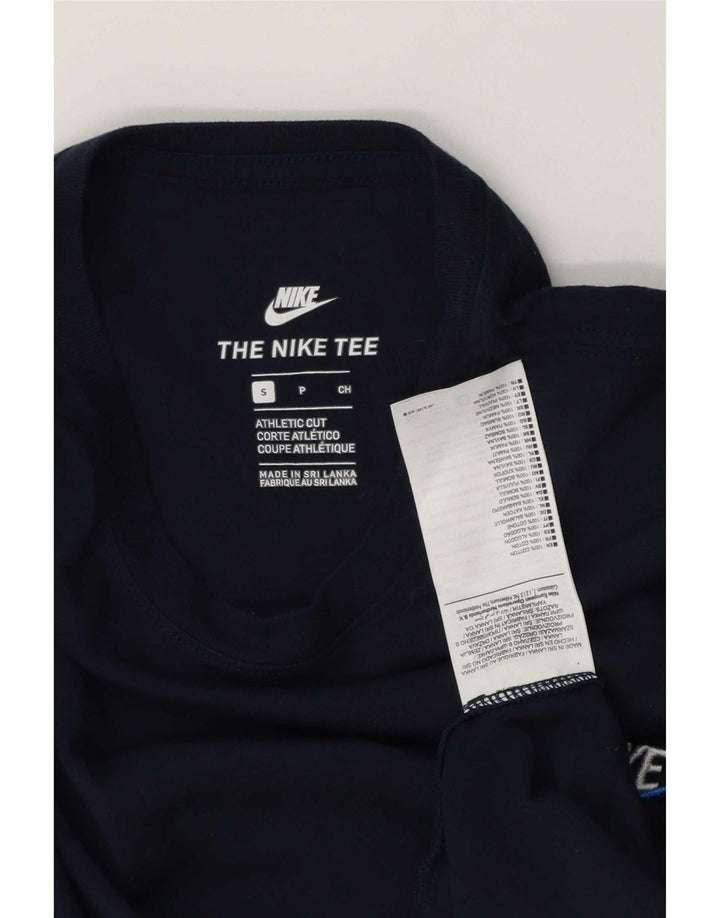 Męski T-shirt Nike o sportowym kroju, mały, granatowy, bawełniany