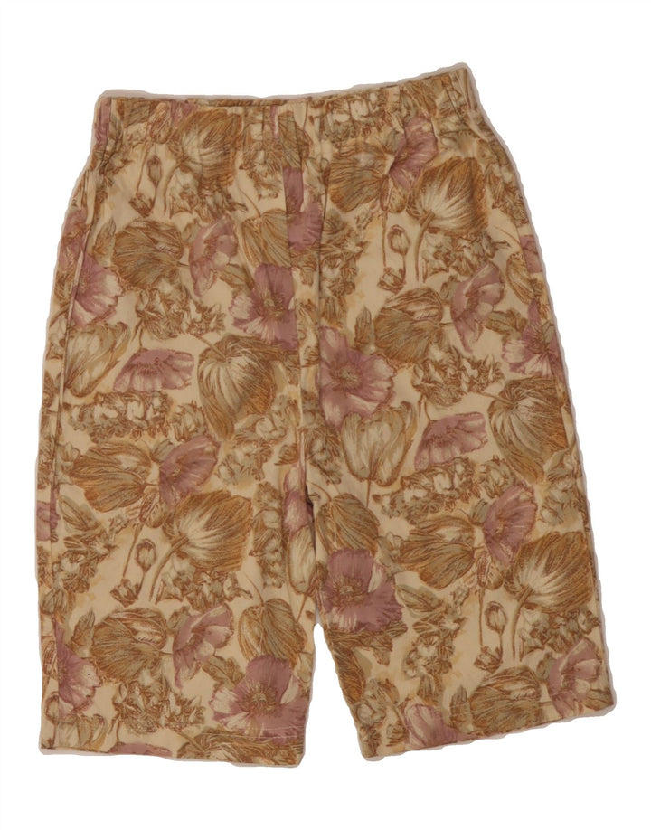 VINTAGE Womens Casual Shorts IT 44 Medium W30  Beige Floral Vintage Vintage and Second-Hand Vintage from Messina Hembry 