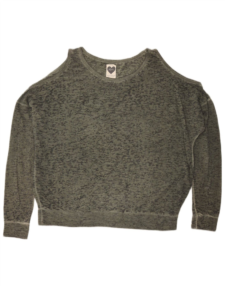 Damski top oversize ZARA z długim rękawem, UK 14, średni khaki, nakrapiany