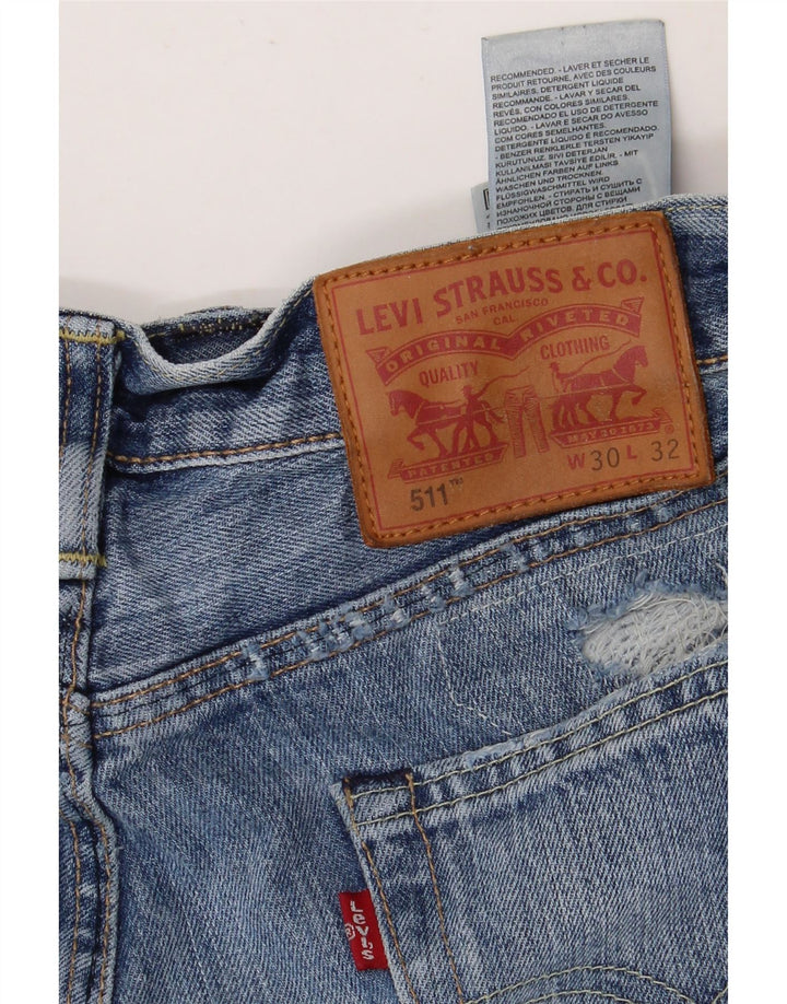 Damskie jeansy Levi's 511 w trudnej sytuacji W30 L27 Niebieska bawełna