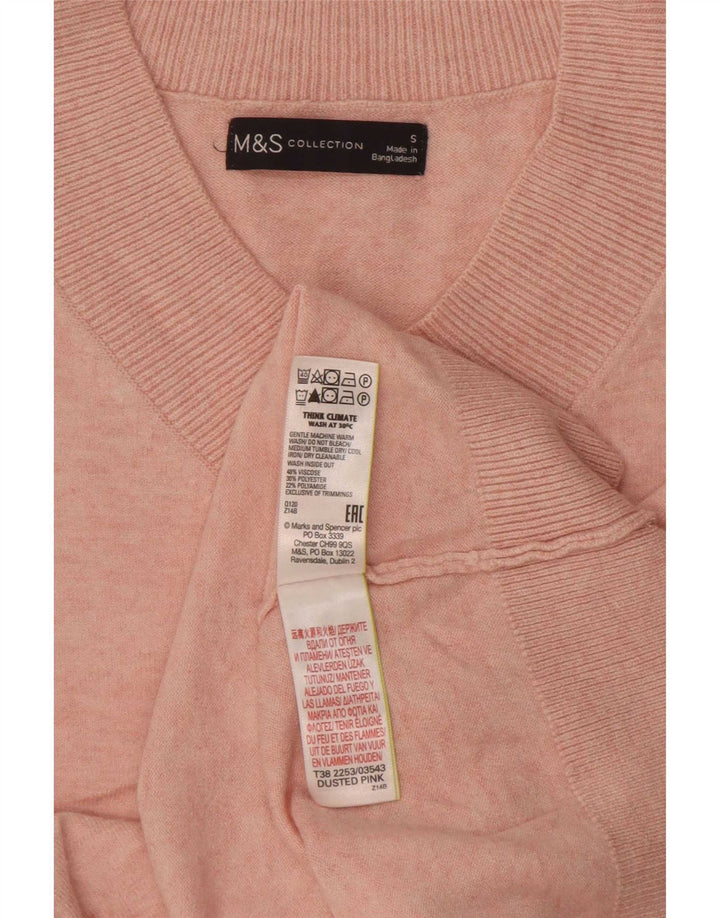 Marks & Spencer Damski sweter oversize z dekoltem w kształcie litery V, UK 10, mały, różowy
