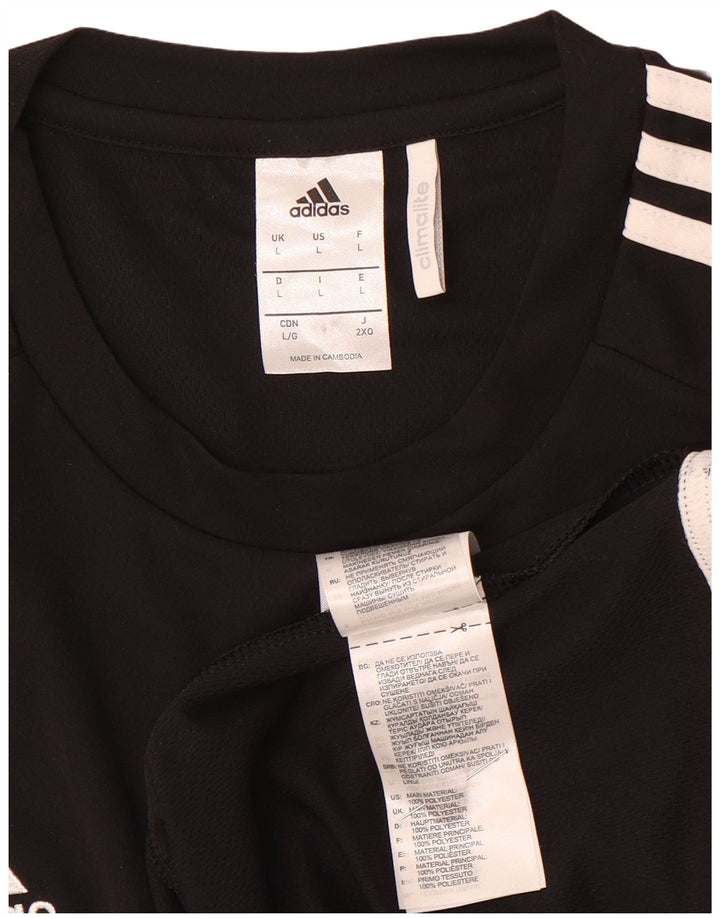 Adidas Męska koszulka Climalite Top, duża, czarna, poliestrowa z blokami kolorów