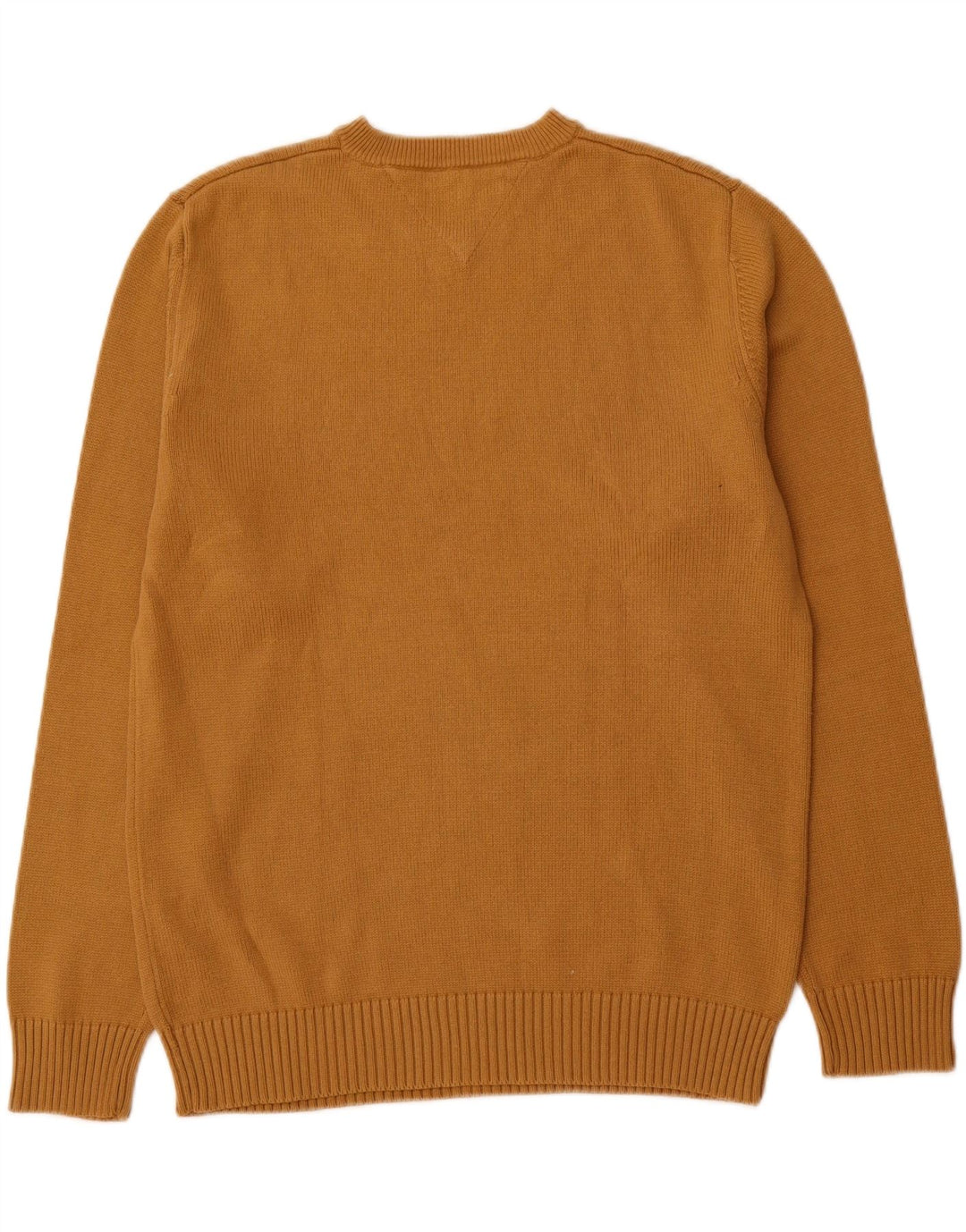 TOMMY HILFIGER Mens V-Neck Jumper Sweater Large Brown Cotton