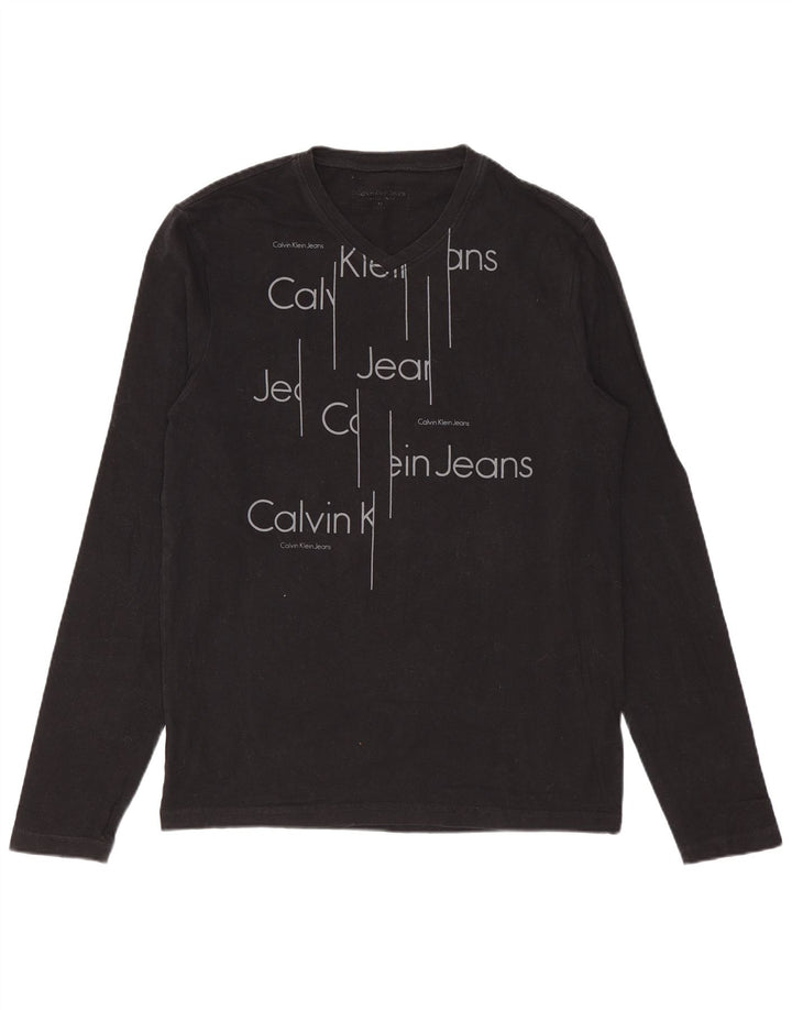 Damski top z grafiką Calvin Klein Jeans z długim rękawem, UK 12, średni czarny