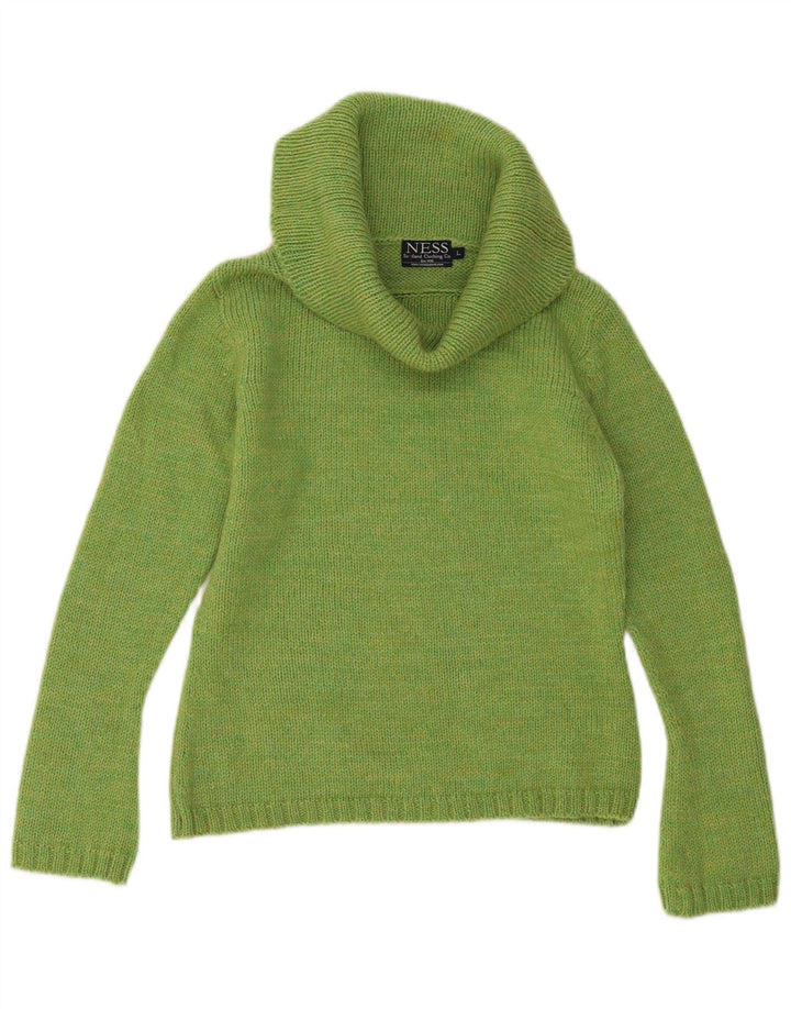 Damski sweter z golfem Ness UK 14, duży, zielony, wełniany