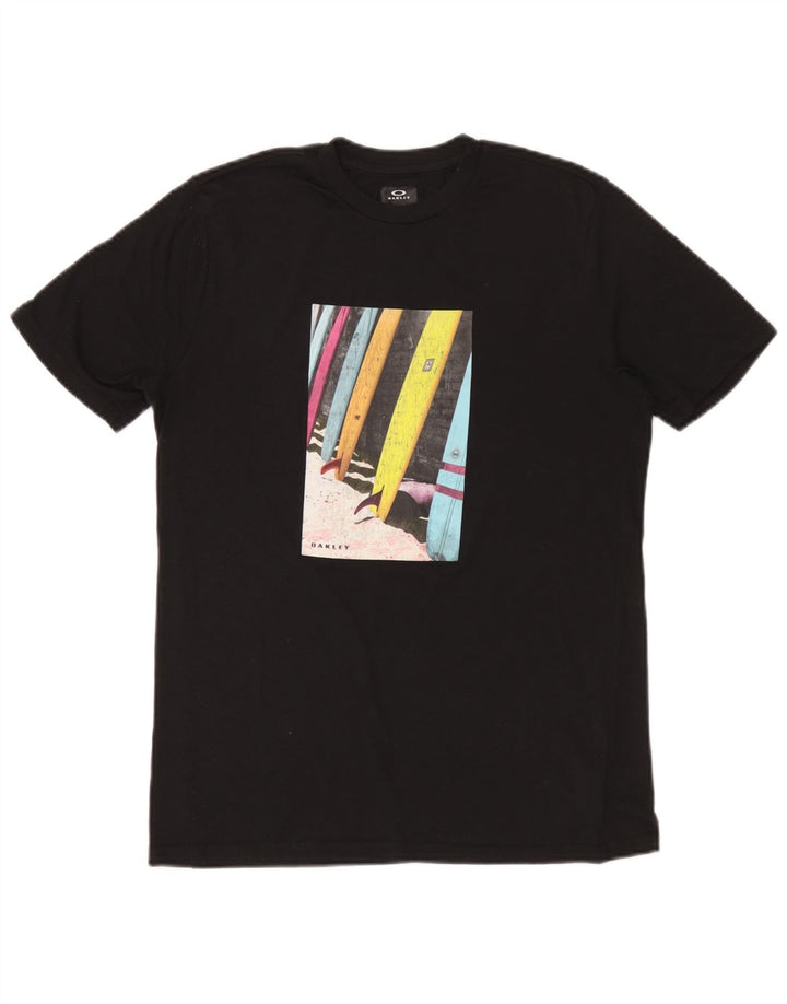 Męski T-shirt z grafiką o regularnym kroju Oakley, czarny poliester