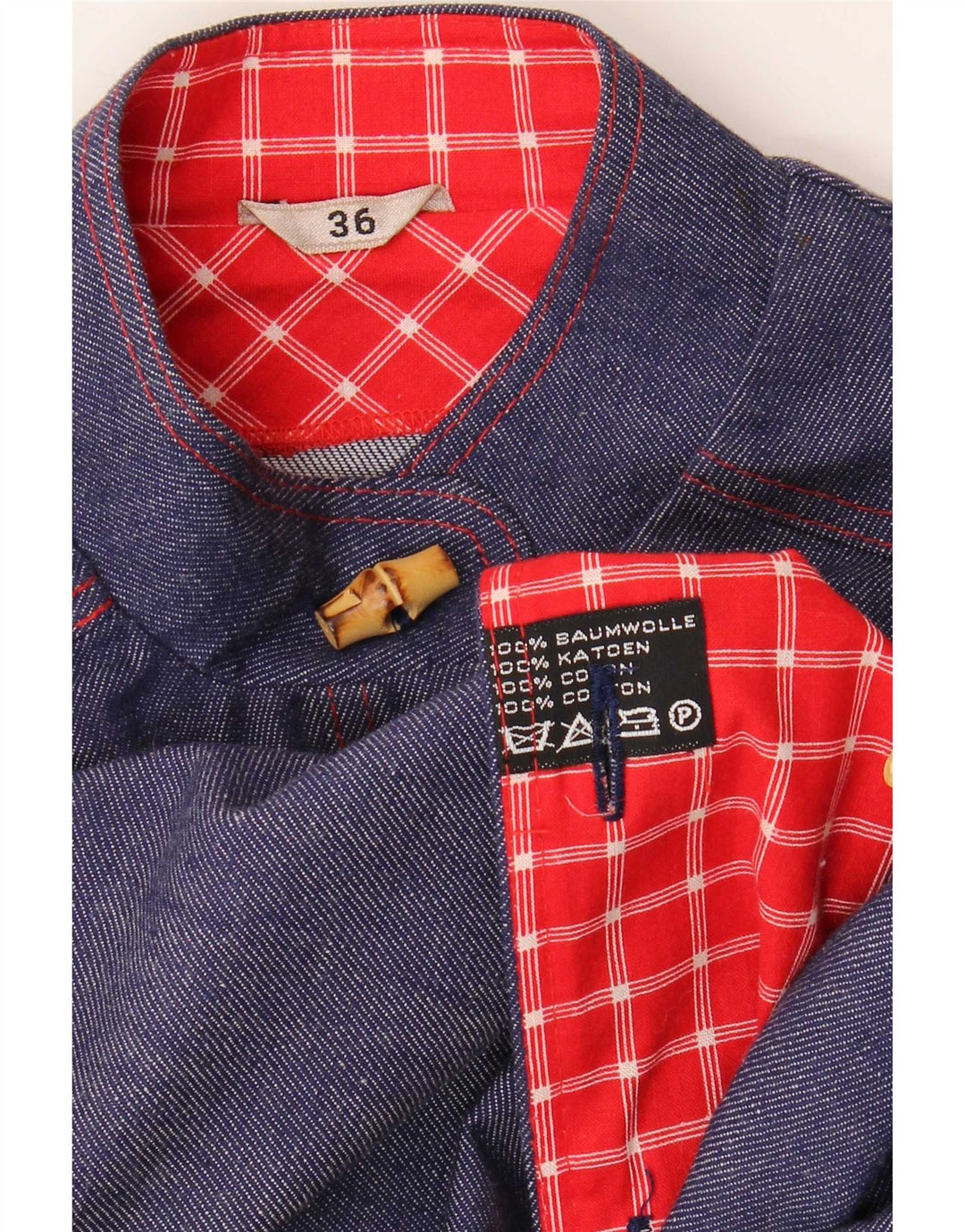 Płaszcz damski w stylu vintage EU 36, mały, granatowy, bawełniany