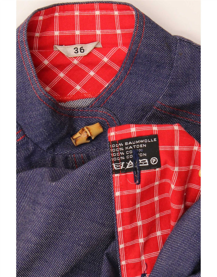 Płaszcz damski w stylu vintage EU 36, mały, granatowy, bawełniany