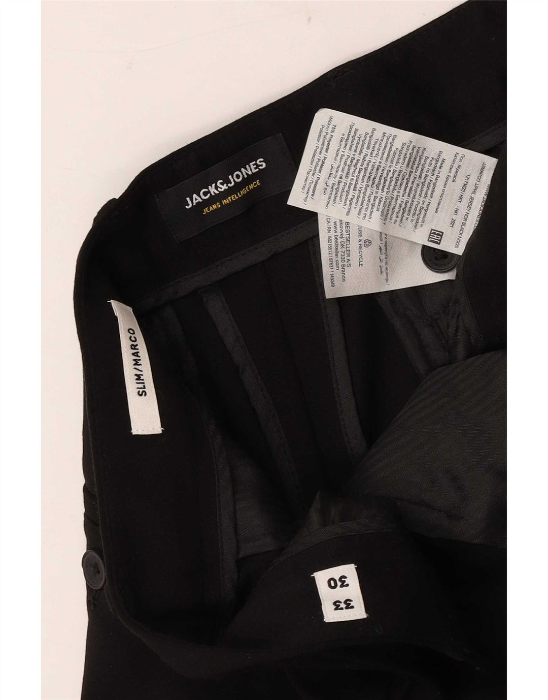 Męskie spodnie chino Jack & Jones Marco Slim W33 L30 Czarny poliester