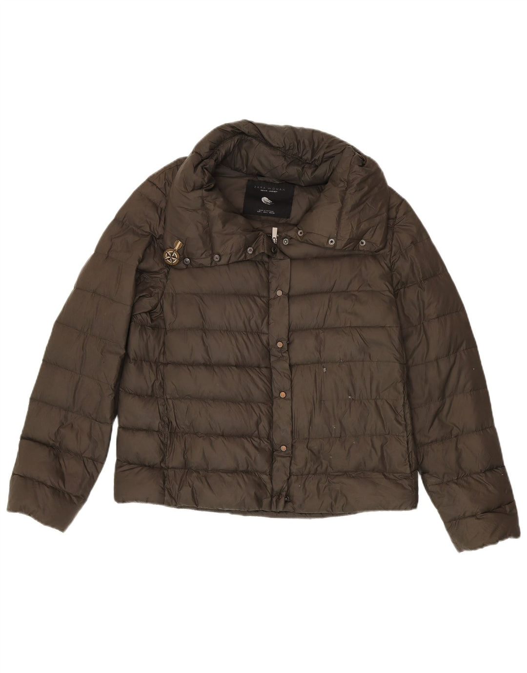 Damska ocieplana kurtka Zara UK 16, duża, khaki