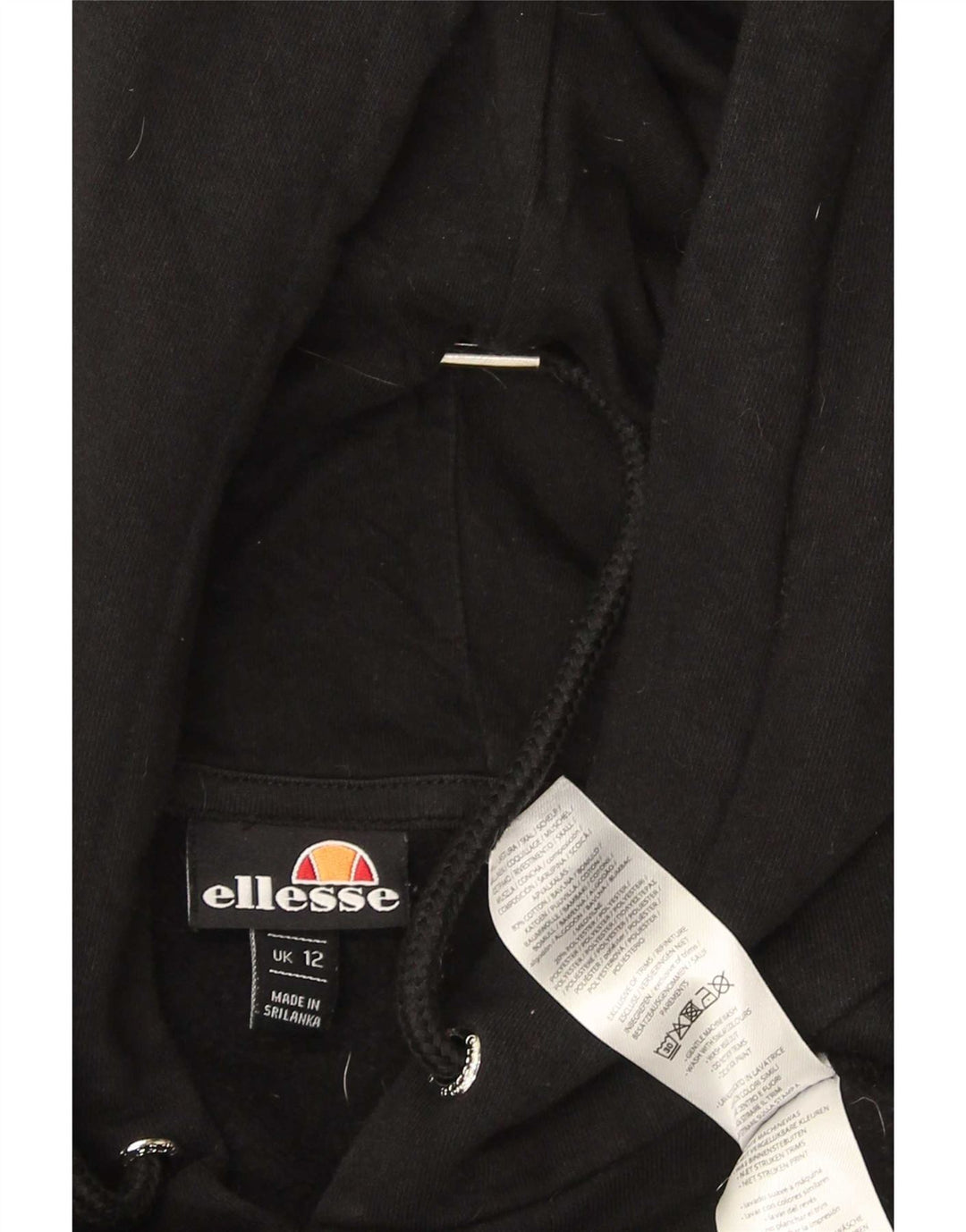 Damska bluza z kapturem Ellesse UK 12, średnia czarna bawełna