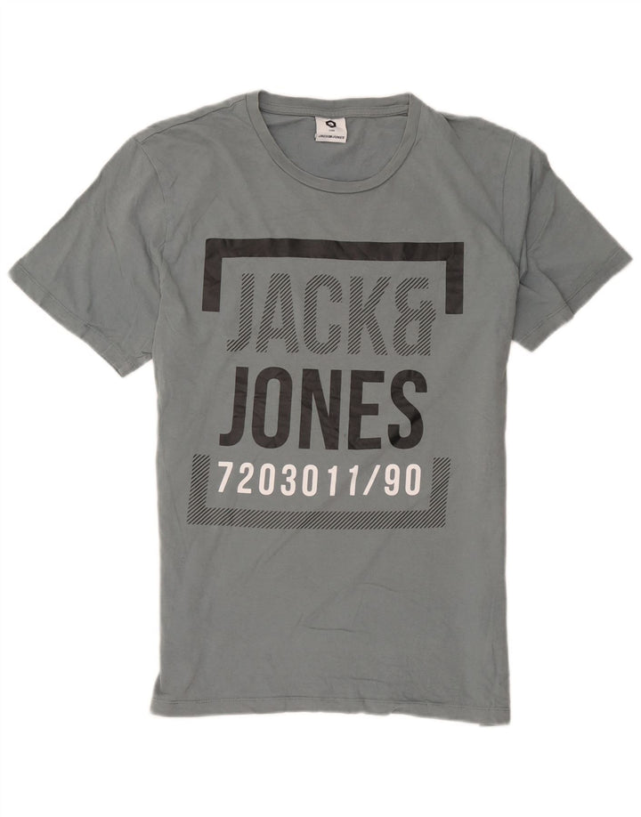 Męski T-shirt z grafiką Jack & Jones, duży, szary, bawełniany