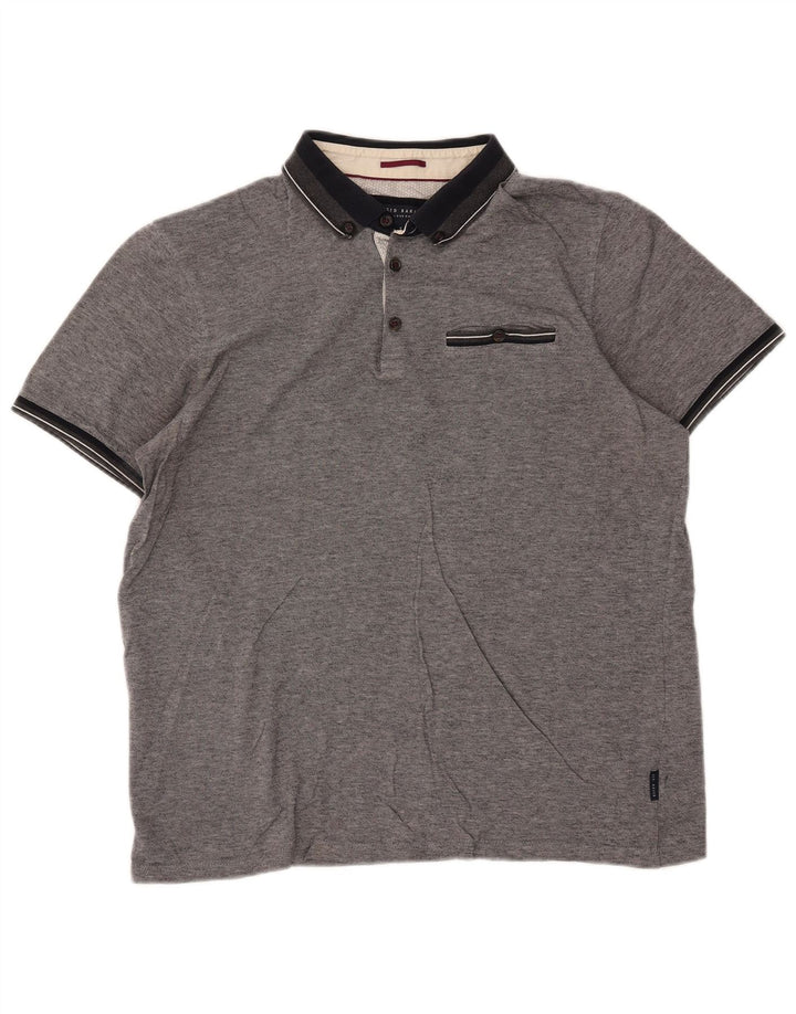 Męska koszulka polo TED BAKER, rozmiar 5 XL, szara, bawełniana w plamki