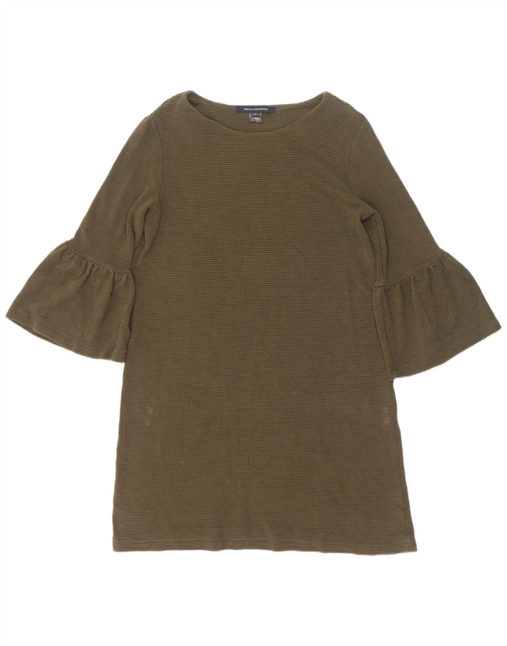 Damska sukienka typu shift z rękawem 3/4 French Connection UK 12, średnia wiskoza khaki
