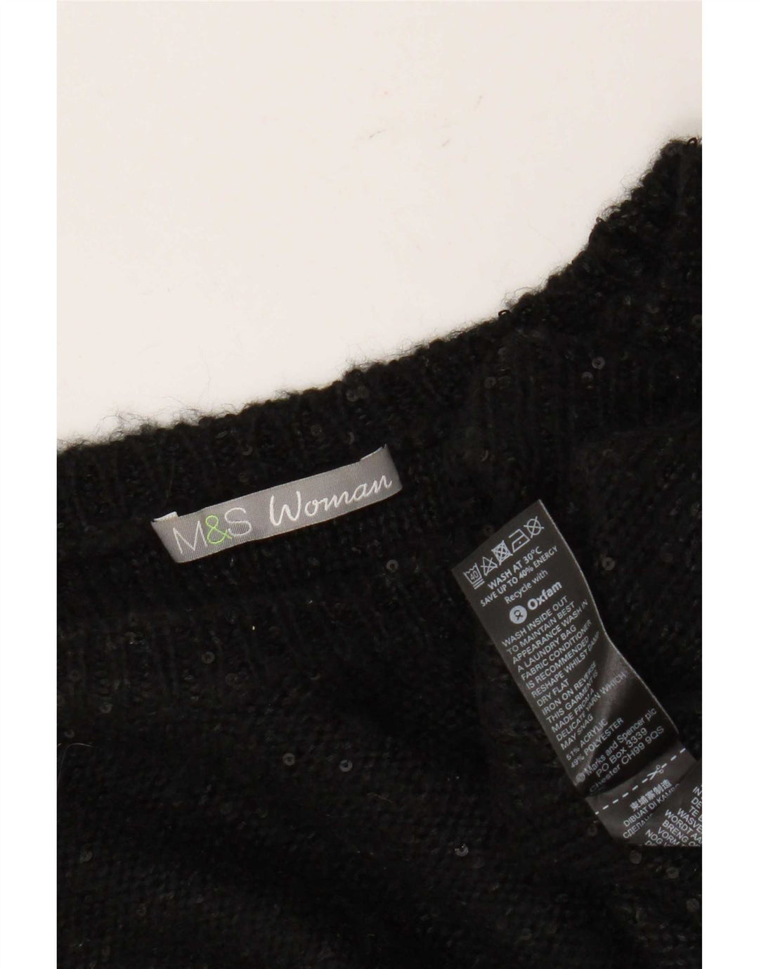 Marks & Spencer Damski sweter oversize z dekoltem w łódkę, UK 14, duży, czarny