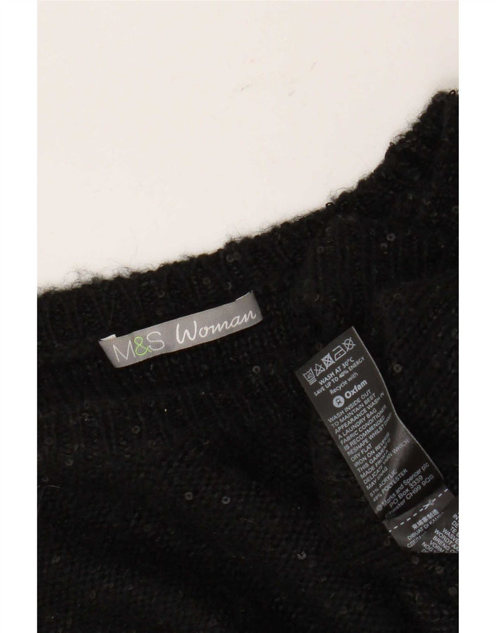 Marks & Spencer Damski sweter oversize z dekoltem w łódkę, UK 14, duży, czarny