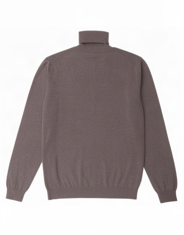 Massimo Dutti Mens Roll Neck Jumper Sweater Large Grey Cotton