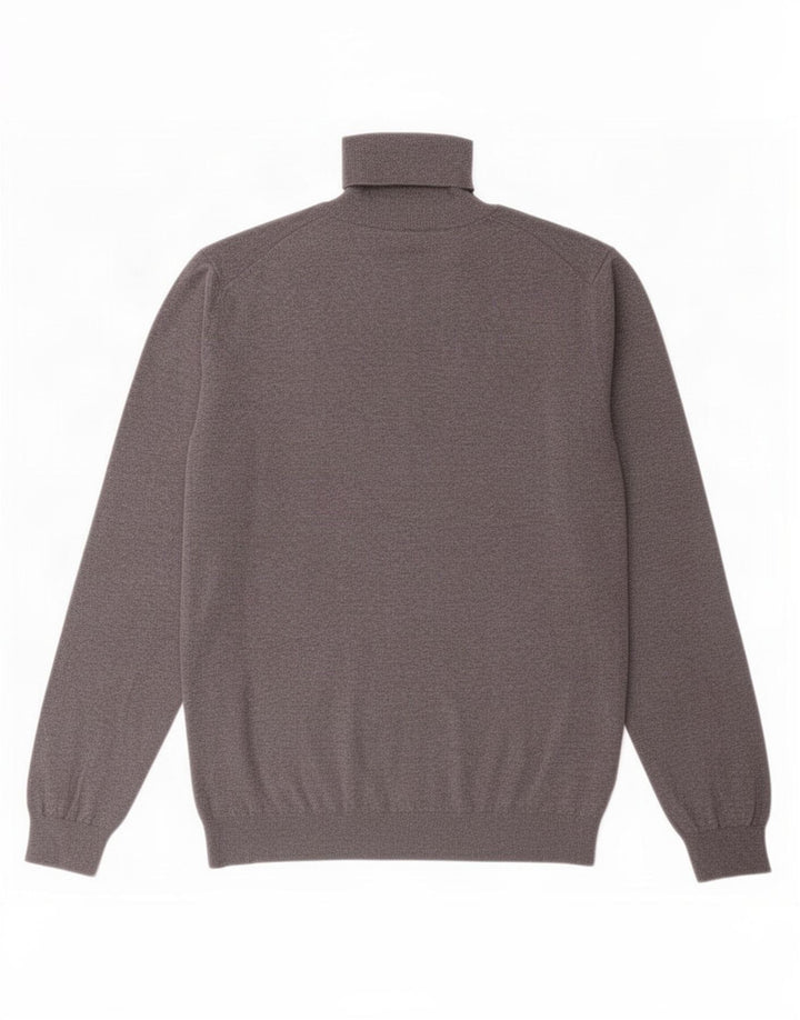 Męski sweter Massimo Dutti z wywijanym dekoltem, duży, szary, bawełniany