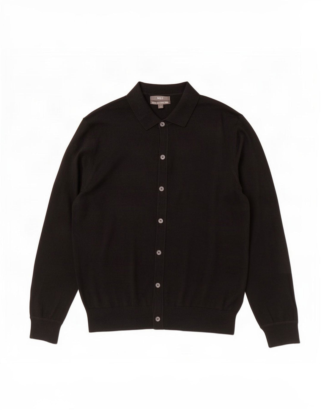 Marks & Spencer Męski sweter rozpinany, duży, czarny, wełna merynosów