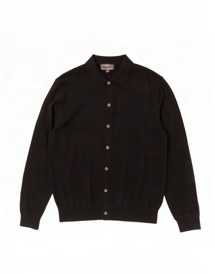 Marks & Spencer Męski sweter rozpinany, duży, czarny, wełna merynosów