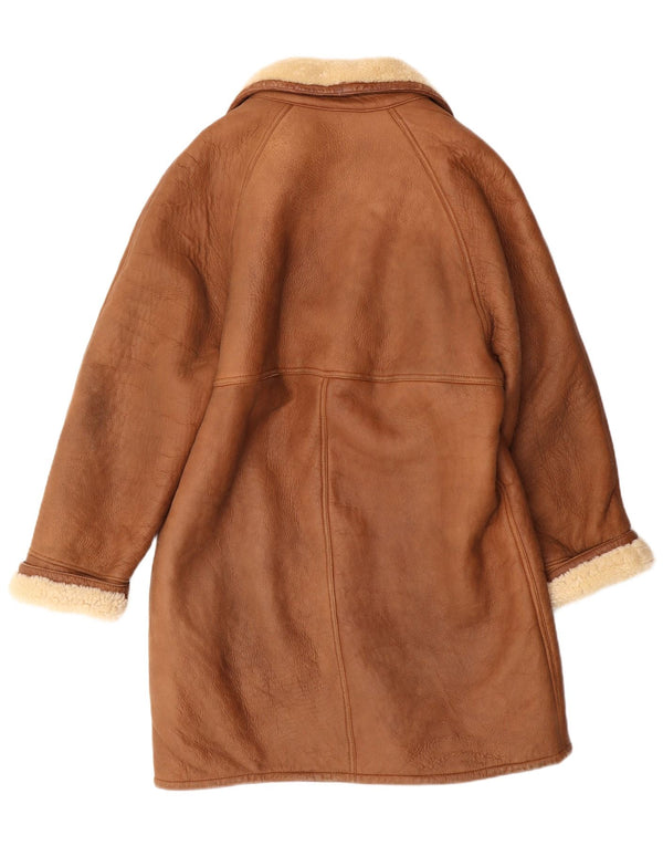 Vintage męska kurtka Shearling UK 38 Średni brązowy skórzany klasyczny