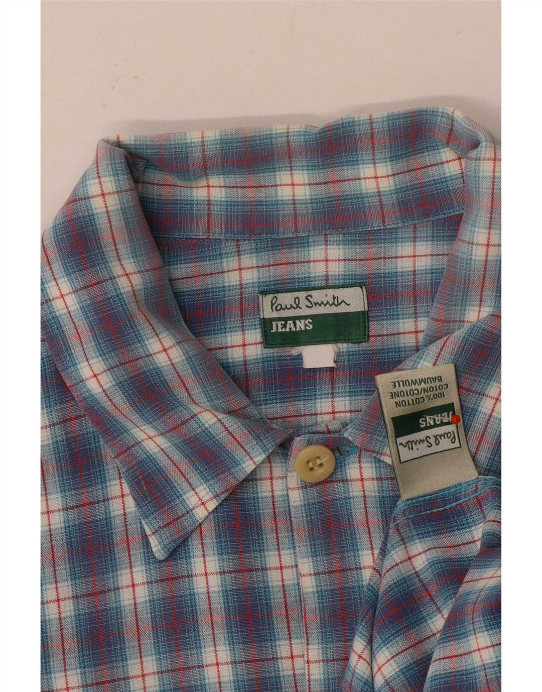 Męska koszula z krótkim rękawem Paul Smith, duża, niebieska, bawełniana krata