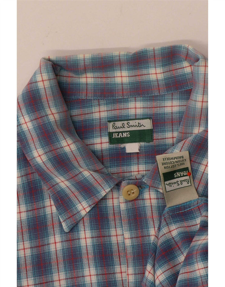 Męska koszula z krótkim rękawem Paul Smith, duża, niebieska, bawełniana krata