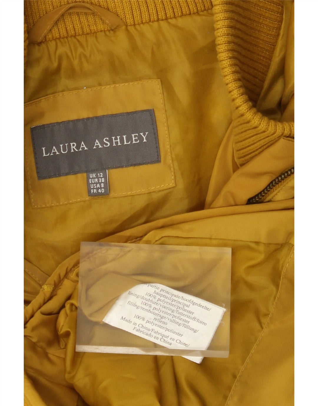 Damska ocieplana kurtka LAURA ASHLEY UK 12, średni żółty poliester