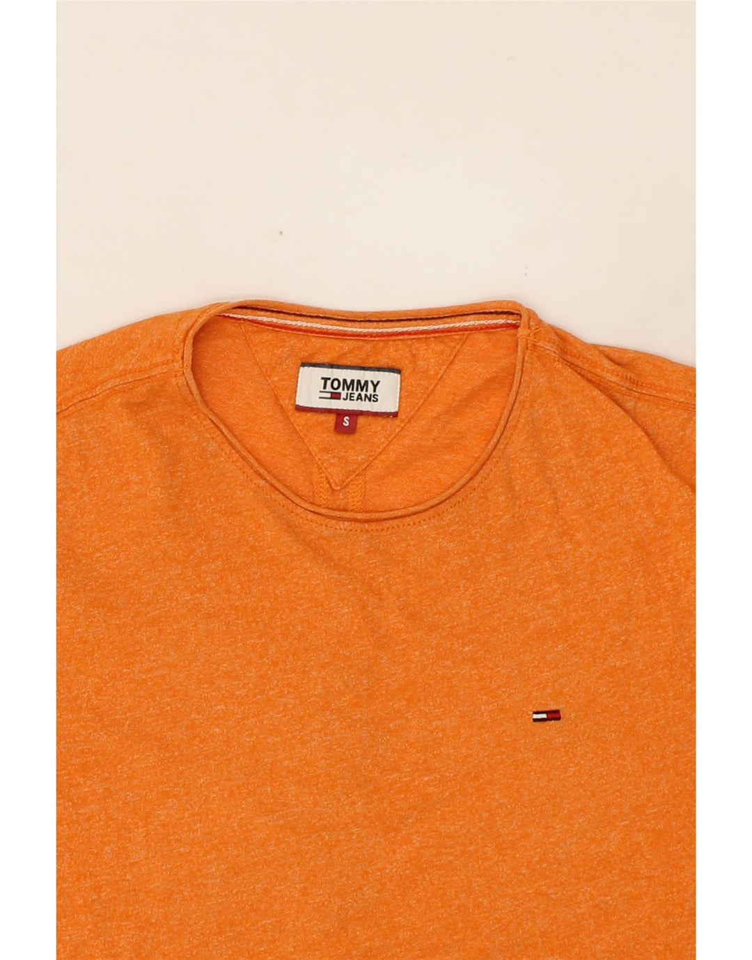 TOMMY HILFIGER Mens T-Shirt Top Small Orange Cotton Vintage Tommy Hilfiger and Second-Hand Tommy Hilfiger from Messina Hembry 