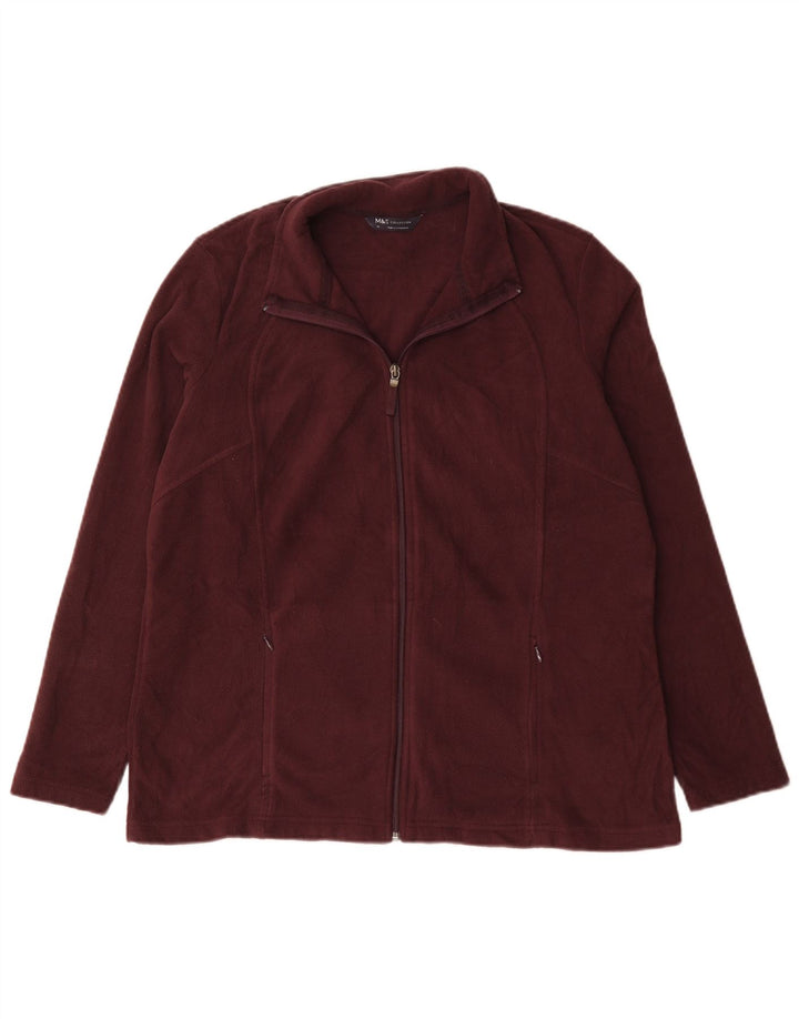 Marks & Spencer Damska kurtka polarowa oversize UK 18 XL, bordowy poliester