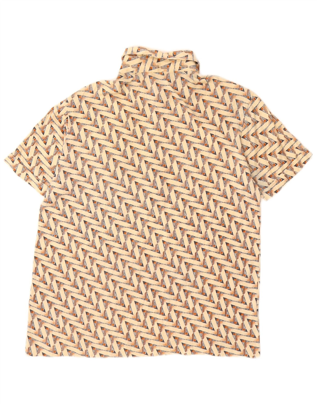 Męska koszulka polo w stylu vintage, średnia beżowa, geometryczna bawełna