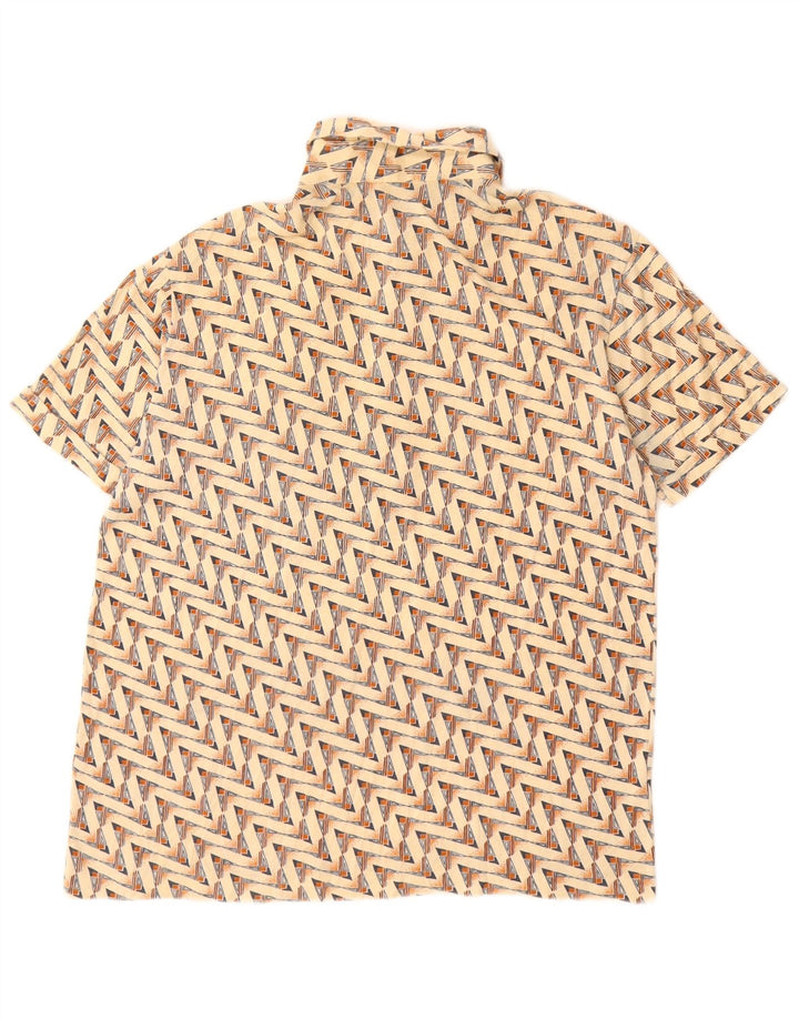 Męska koszulka polo w stylu vintage, średnia beżowa, geometryczna bawełna
