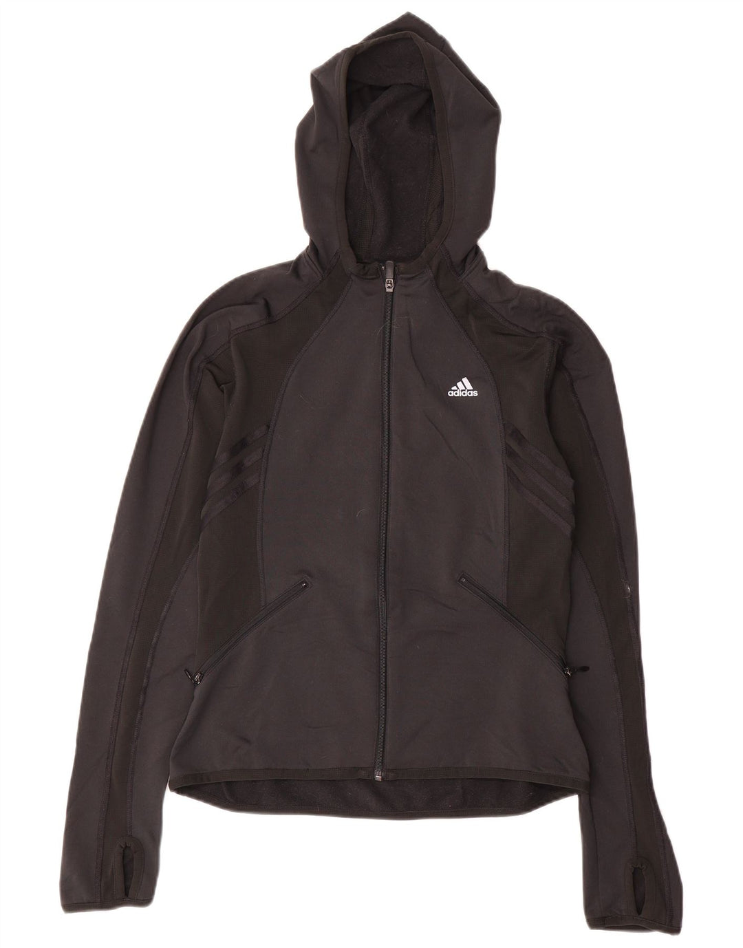 Damski sweter z kapturem i zamkiem błyskawicznym Adidas UK 12 Średni czarny poliester