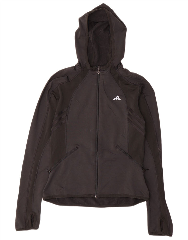Damski sweter z kapturem i zamkiem błyskawicznym Adidas UK 12 Średni czarny poliester