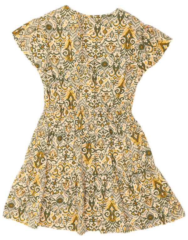 Marks & Spencer Damska sukienka o linii A, UK 12, średnia zieleń, bawełna Ikat