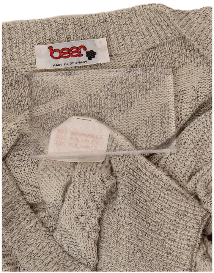 Męski sweter rozpinany VINTAGE, duży, szary, geometryczny, bawełniany