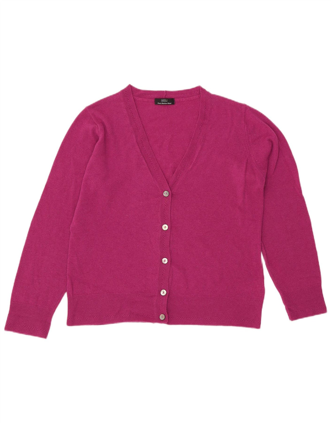 Marks & Spencer Damski sweter rozpinany UK 14, duży, różowy, wełniany
