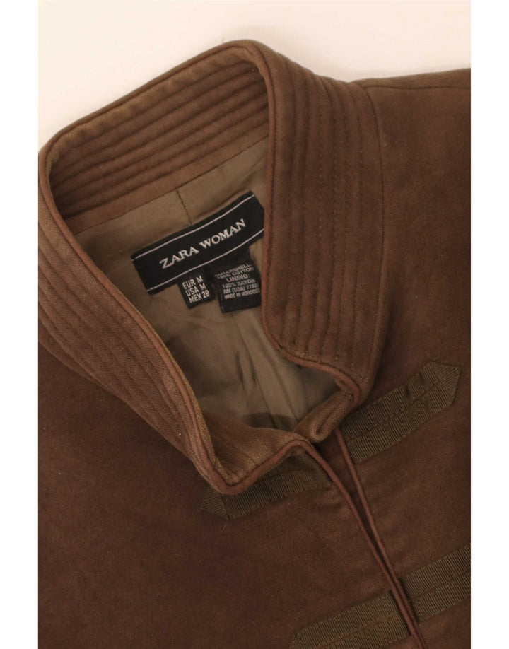 Damska otwarta kurtka bomberka Zara UK 12, średnia brązowa bawełna